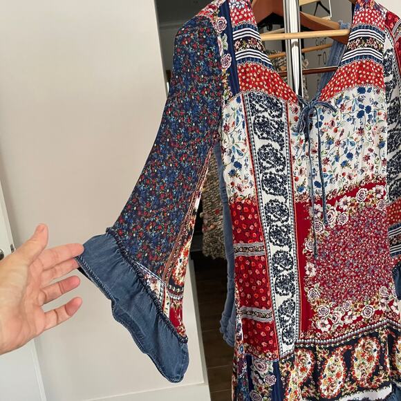 PATCHWORK FESTIVAL Bohemian Women's Dress by Studio F Size 6 - Picture 3 of 8